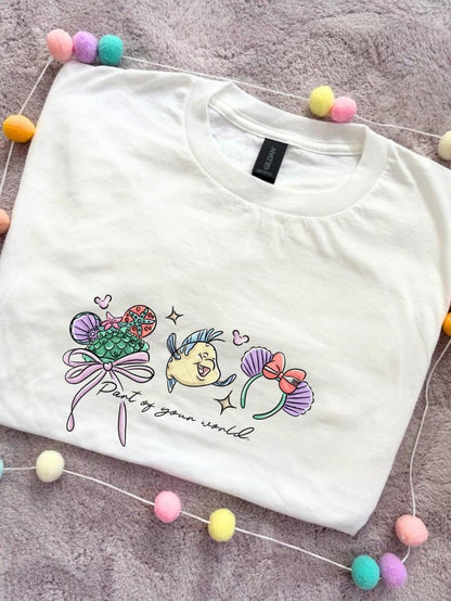 Mermaid Little Inspired Printed T-Shirt, Underwater, Little Mermaid, Ariel and Friends - Adults & Kids Sizes - Cotton T-Shirt