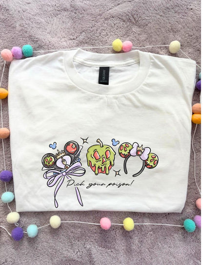 Poison Apple, Ear Inspired Printed T-Shirt, Florida, Orlando, Theme Park T-Shirts, Theme Park Outfits - Adults & Kids Sizes - Cotton T-Shirt