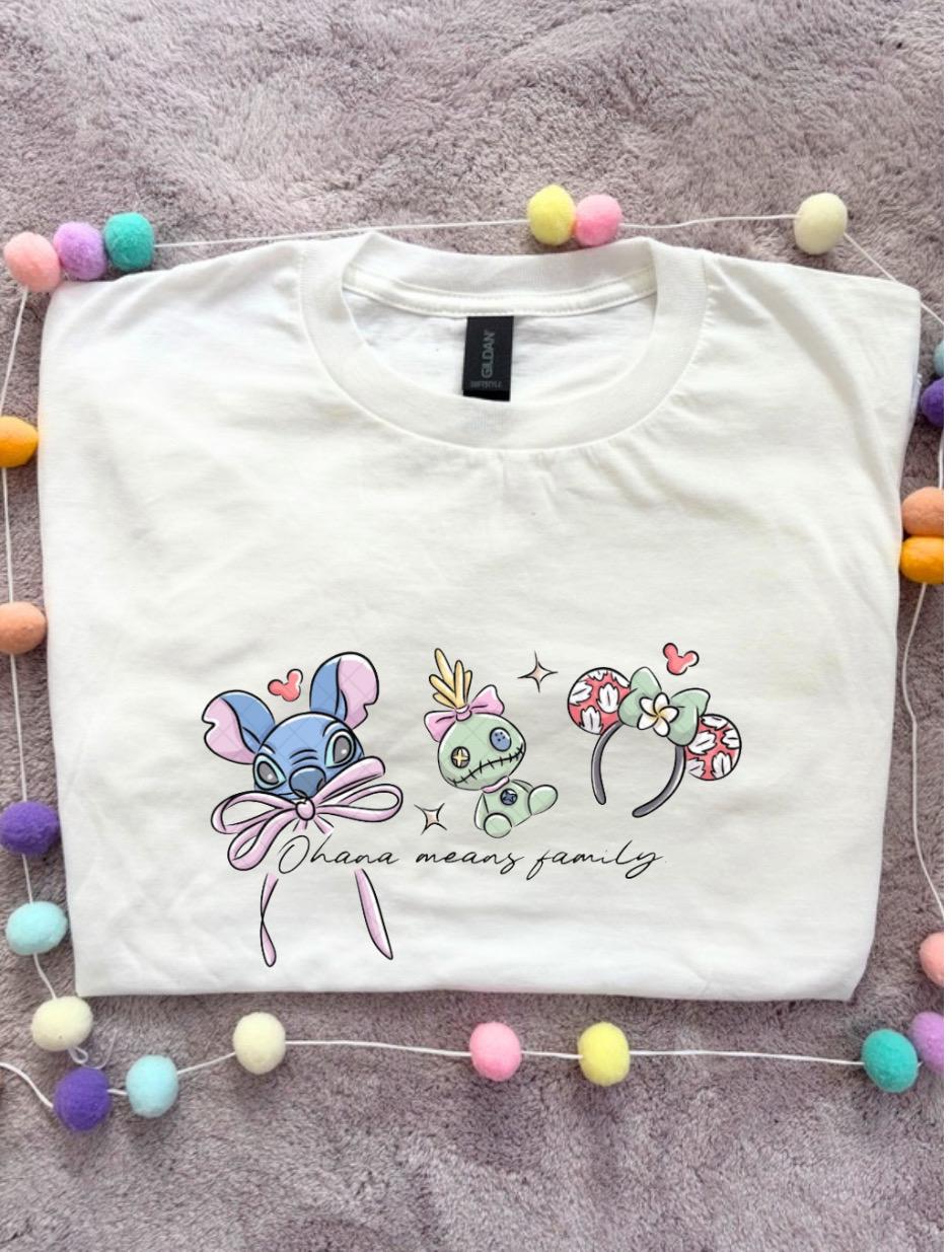 Blue Alien Stitch Inspired Printed White T-Shirt, Hawaii, Hawaiian Rollercoaster, Lilo, Scrump - Adults & Kids Sizes - Cotton T-Shirt