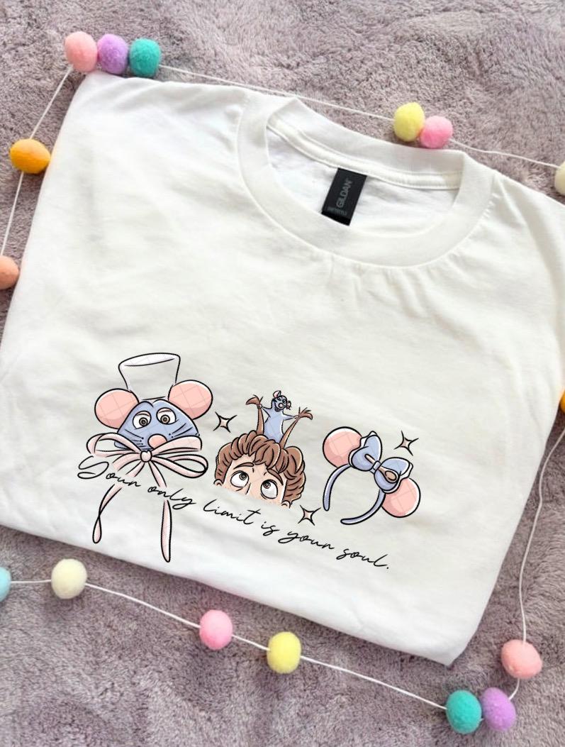 Chez Remi Rat Inspired Printed T-Shirt, French Mouse Chef, Ratatouille - Adults & Kids Sizes - Cotton T-Shirt
