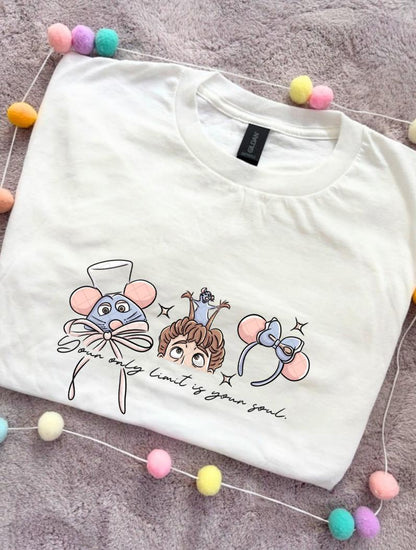 Chez Remi Rat Inspired Printed T-Shirt, French Mouse Chef, Ratatouille - Adults & Kids Sizes - Cotton T-Shirt
