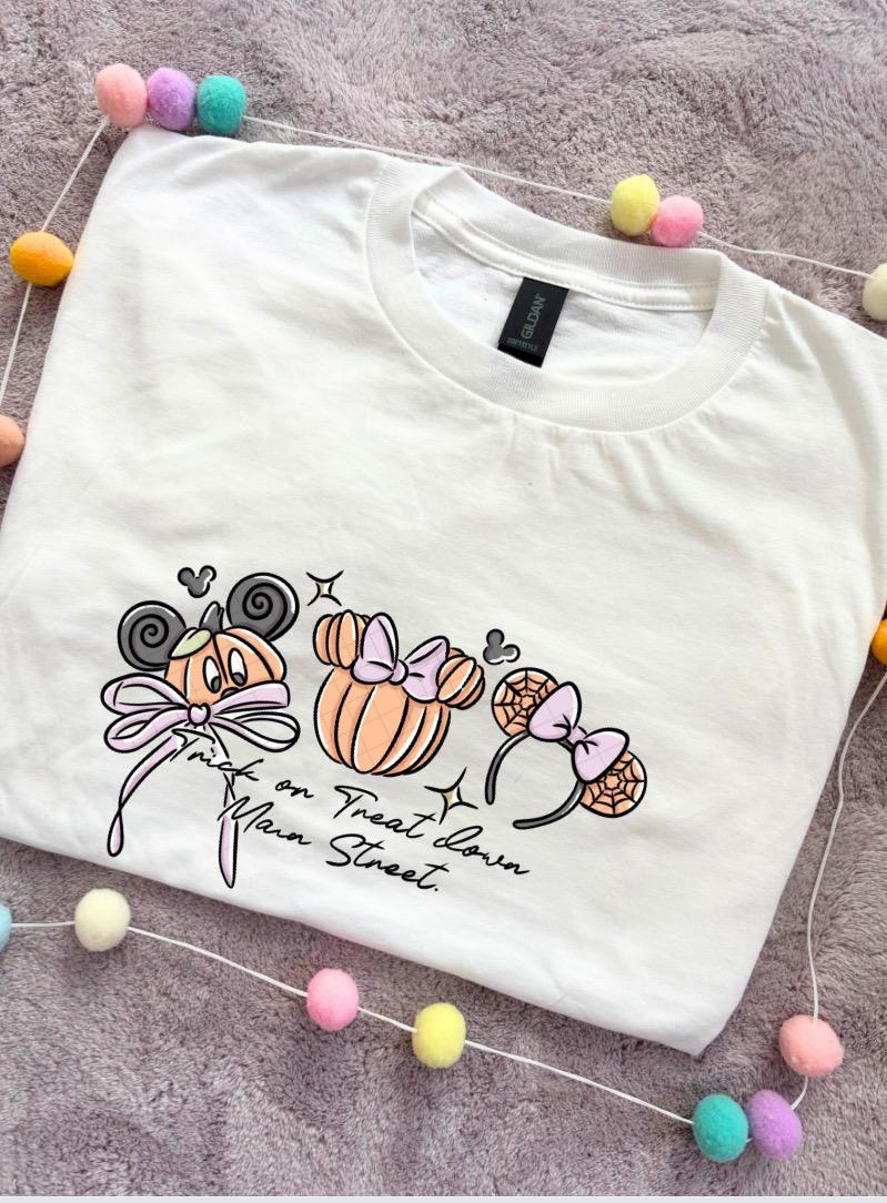 Pumpkin Trick or Treat T-Shirt, Ears, Florida, Orlando, Halloween T-Shirts, Pumpkin Halloween Outfits - Adults & Kids Sizes - Cotton T-Shirt
