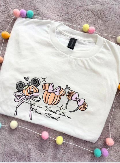 Pumpkin Trick or Treat T-Shirt, Ears, Florida, Orlando, Halloween T-Shirts, Pumpkin Halloween Outfits - Adults & Kids Sizes - Cotton T-Shirt