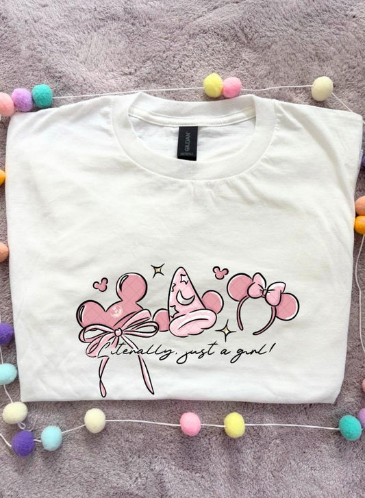 Magical Sorcerer, Just a Girl Bow Printed T-Shirt, Florida, Orlando, Magical World - Adults & Kids Sizes