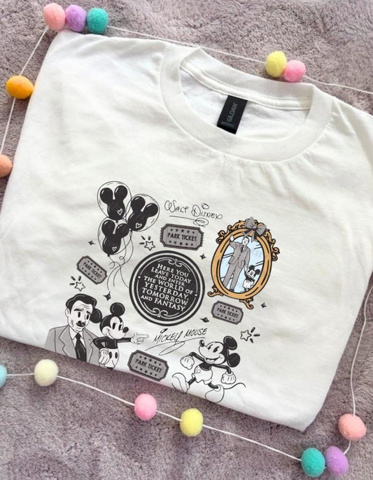 Magical Kingdom, Walt and mouse, Printed T-Shirt, Florida, Orlando, Magical World - Adults & Kids Sizes