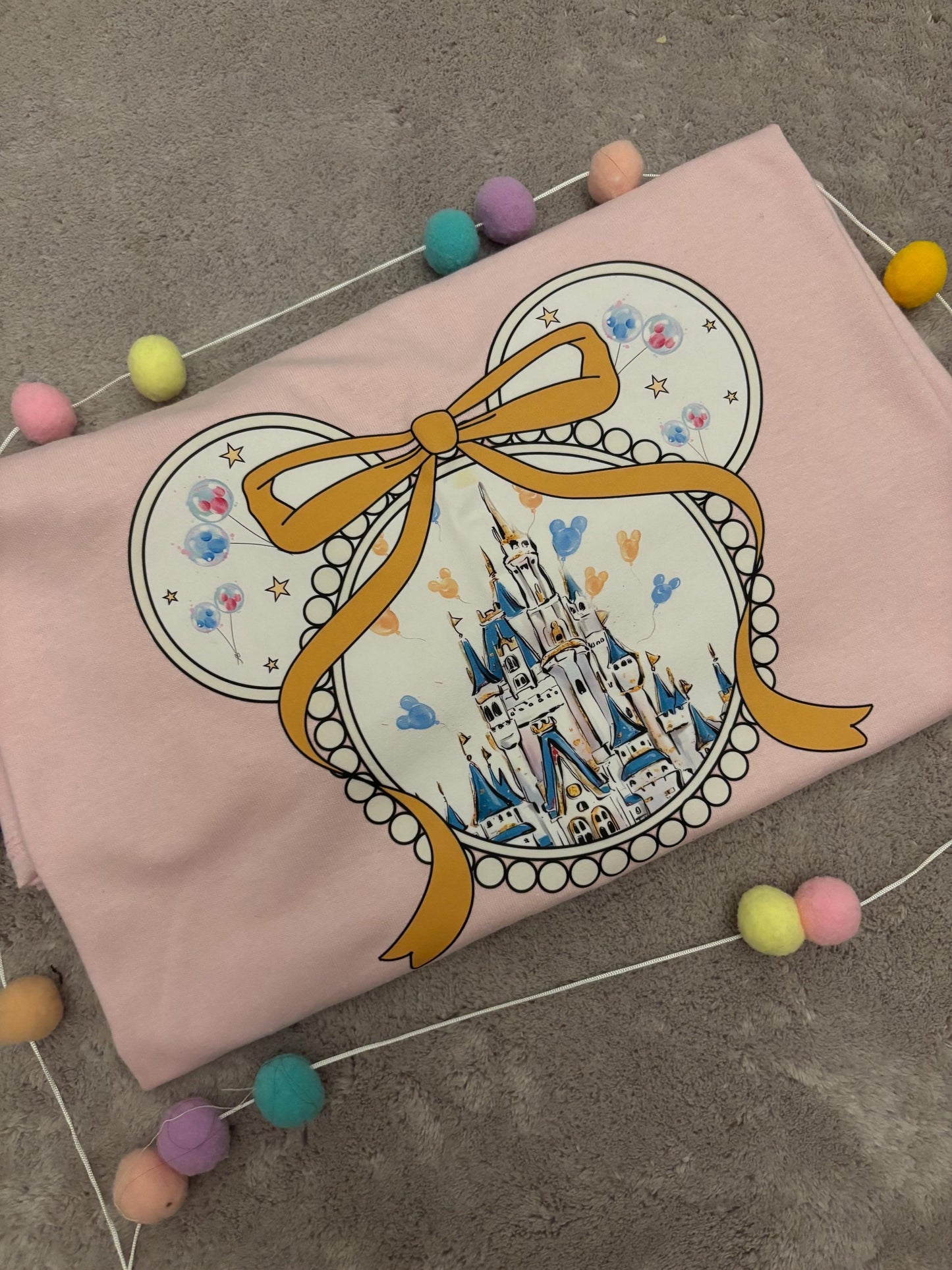 Magical Castle Bow Printed Pink T-Shirt, Florida, Orlando, Magical World - Adults & Kids Sizes