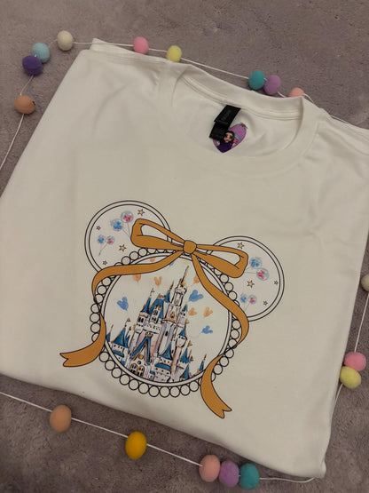 Magical Castle Bow Printed Pink T-Shirt, Florida, Orlando, Magical World - Adults & Kids Sizes