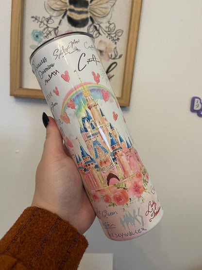 Castle Inspired 20oz Tumbler, Full Autograph Tumbler, 20oz Tumbler, Hot and Cold Drinks, Florida, Orlando, Days Out, Winter Warmer