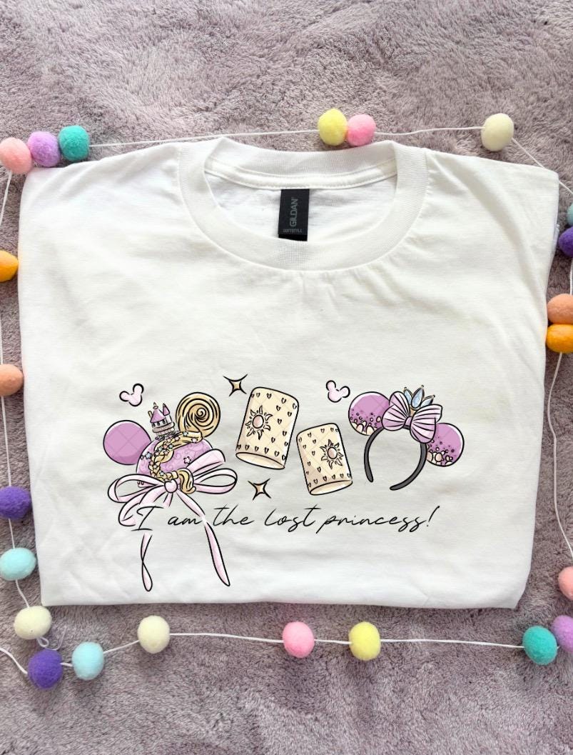 Rapunzel Princess Tower Inspired Printed T-Shirt, Princess Movie, Mouse Ears, Golden Hair Princess- Adults & Kids Sizes - Cotton T-Shirt