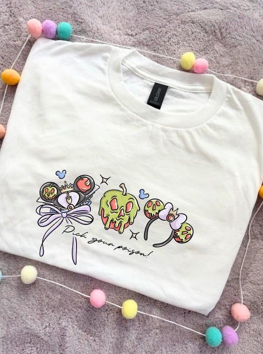 Poison Apple, Ear Inspired Printed T-Shirt, Florida, Orlando, Theme Park T-Shirts, Theme Park Outfits - Adults & Kids Sizes - Cotton T-Shirt