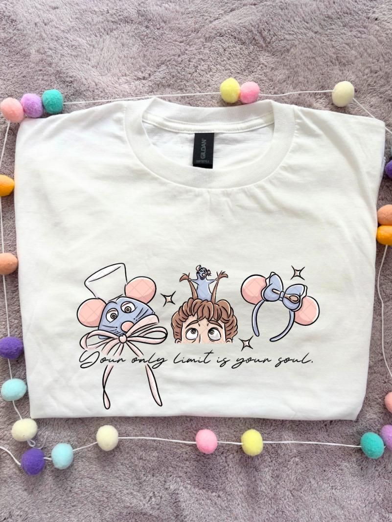 Chez Remi Rat Inspired Printed T-Shirt, French Mouse Chef, Ratatouille - Adults & Kids Sizes - Cotton T-Shirt