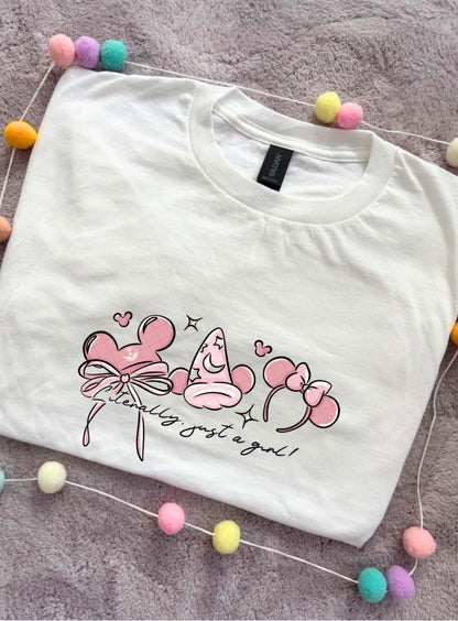 Magical Sorcerer, Just a Girl Bow Printed T-Shirt, Florida, Orlando, Magical World - Adults & Kids Sizes