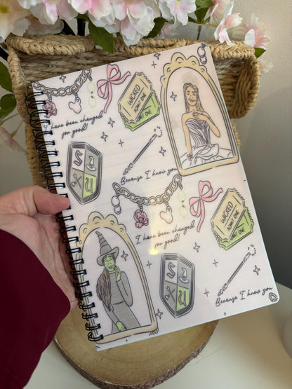 Wicked Witch, Good Witch, Wicked Witch Merch, Personalised Notebook, Green Witch, Pink Witch, Wicked Inspired Notebook, Glinda, Elphaba