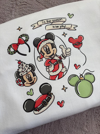 Christmas Mouse and Ears Sweatshirt, Ears, Florida, Orlando, Christmas Jumper, Christmas Outfits - Adults & Kids Sizes - Cotton Sweatshirt