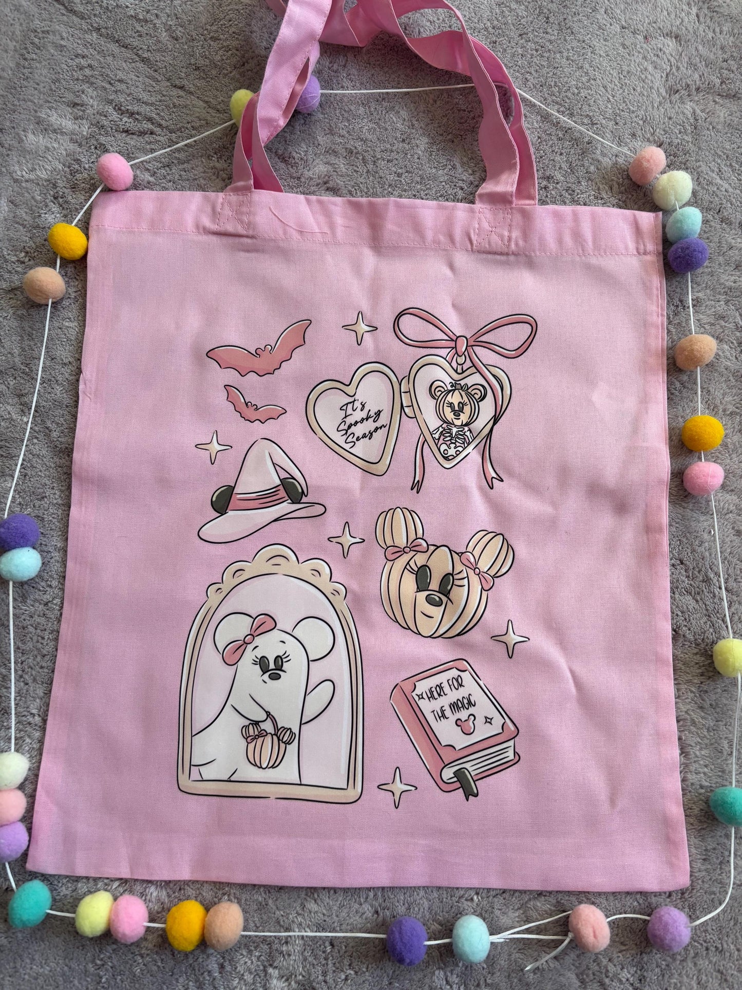 Ghostie Mouse Tote Bags, Magic Mouse Cotton Canvas Tote Bags, Printed Inspired Tote Bags, Shopper Bags