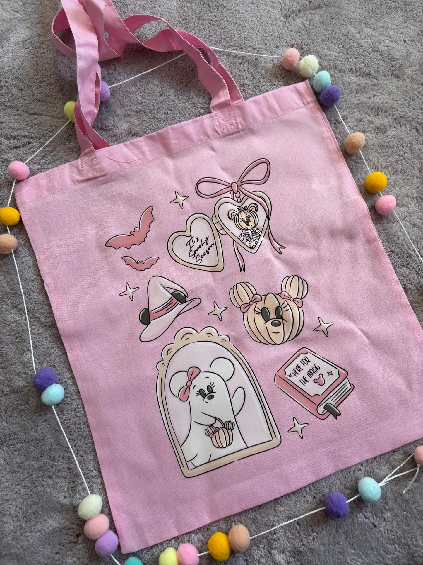 Ghostie Mouse Tote Bags, Magic Mouse Cotton Canvas Tote Bags, Printed Inspired Tote Bags, Shopper Bags
