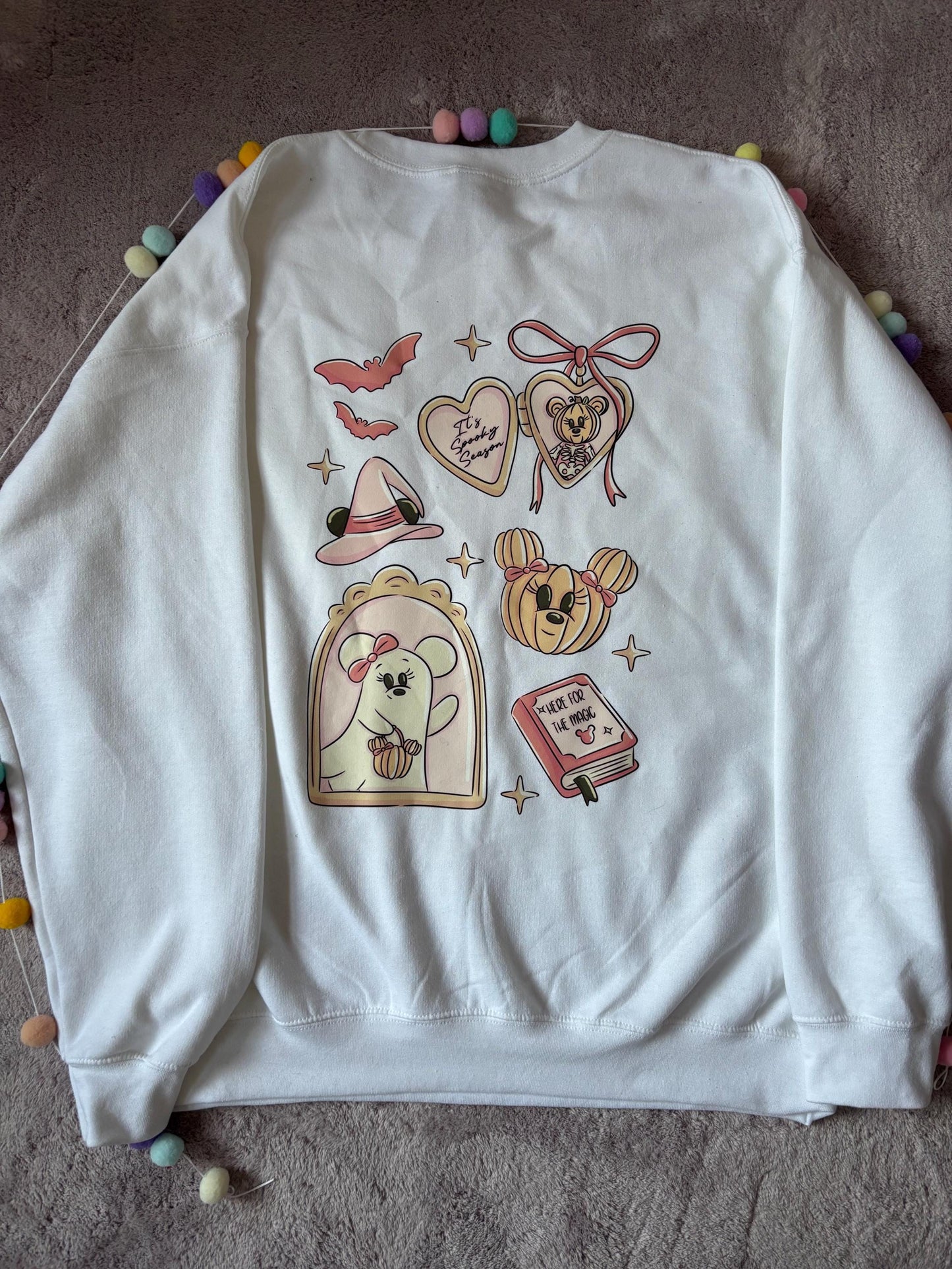 Halloween Ghost Mouse and Ears Sweatshirt, Ears, Florida, Orlando, Jumper, Halloween Outfits, - Adults & Kids Sizes - Cotton Sweatshirt