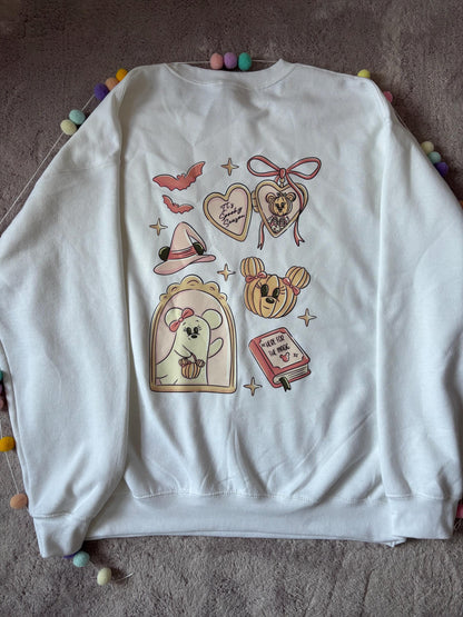 Halloween Ghost Mouse and Ears Sweatshirt, Ears, Florida, Orlando, Jumper, Halloween Outfits, - Adults & Kids Sizes - Cotton Sweatshirt