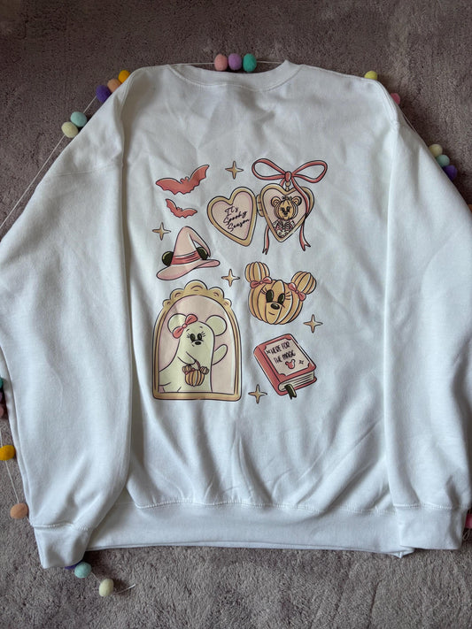 Halloween Ghost Mouse and Ears Sweatshirt, Ears, Florida, Orlando, Jumper, Halloween Outfits, - Adults & Kids Sizes - Cotton Sweatshirt