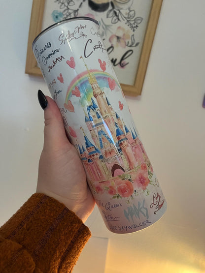 Castle Inspired 20oz Tumbler, Full Autograph Tumbler, 20oz Tumbler, Hot and Cold Drinks, Florida, Orlando, Days Out, Winter Warmer