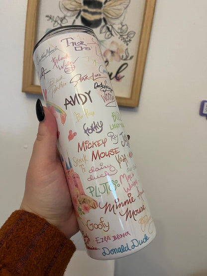Castle Inspired 20oz Tumbler, Full Autograph Tumbler, 20oz Tumbler, Hot and Cold Drinks, Florida, Orlando, Days Out, Winter Warmer