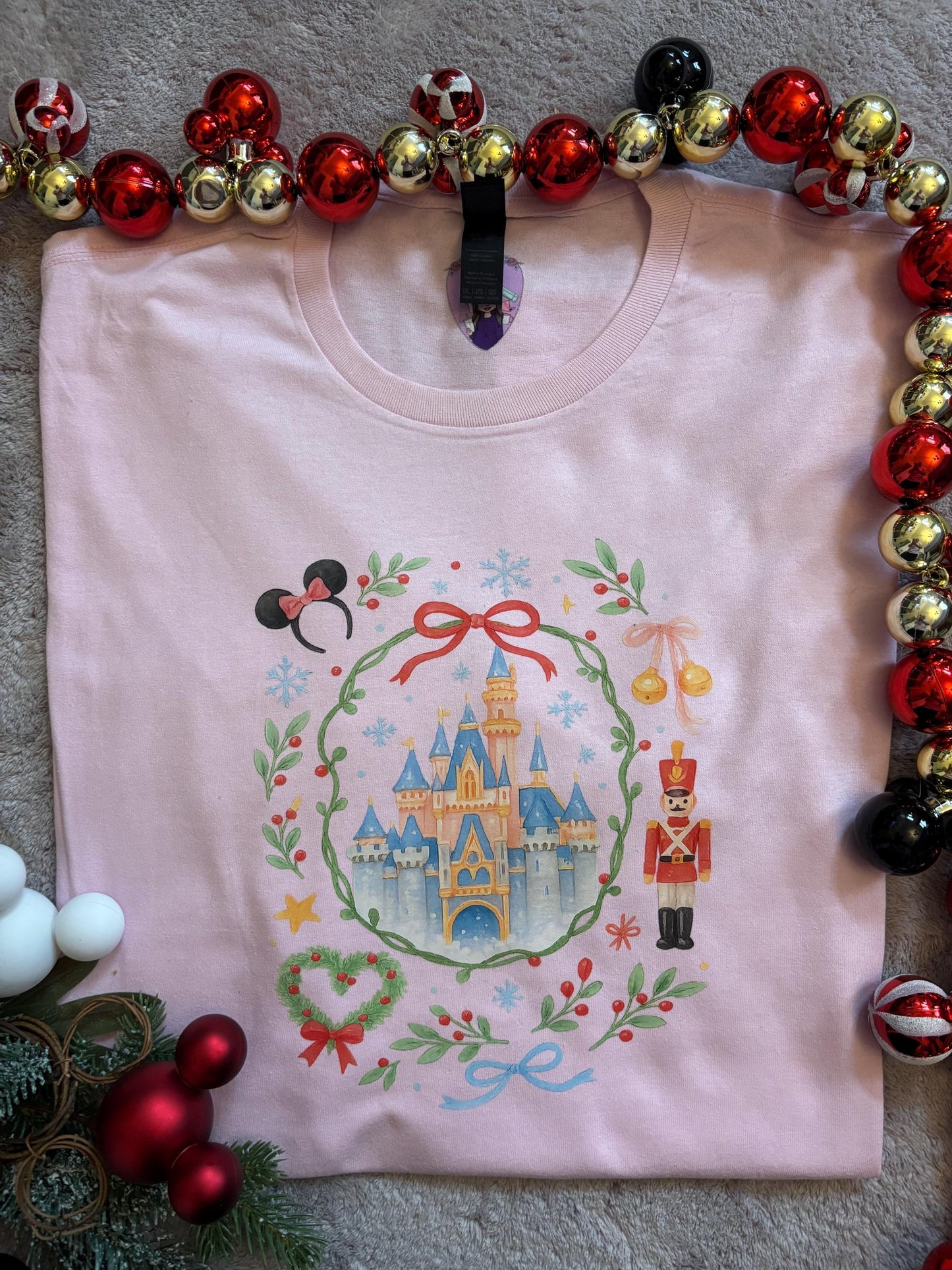 Christmas Castle and Ears T-Shirt, Florida, Orlando, Christmas T-Shirts, Christmas Outfits - Adults & Kids Sizes - Cotton T-Shirt