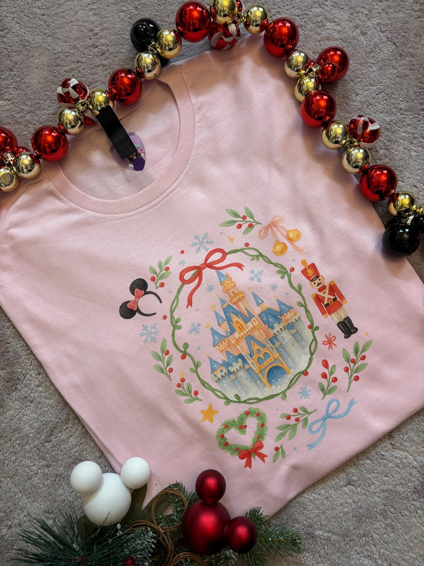 Christmas Castle and Ears T-Shirt, Florida, Orlando, Christmas T-Shirts, Christmas Outfits - Adults & Kids Sizes - Cotton T-Shirt