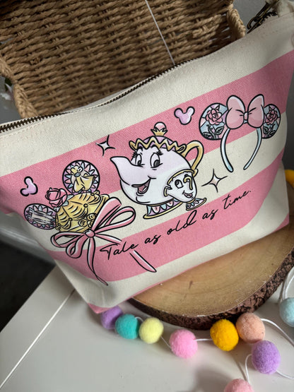 Belle and Beast Make Up Bags, Printed Inspired Make Up Bags, Ears Bags, Florida, Orlando, Paris, Nautical Theme Make Up Bag