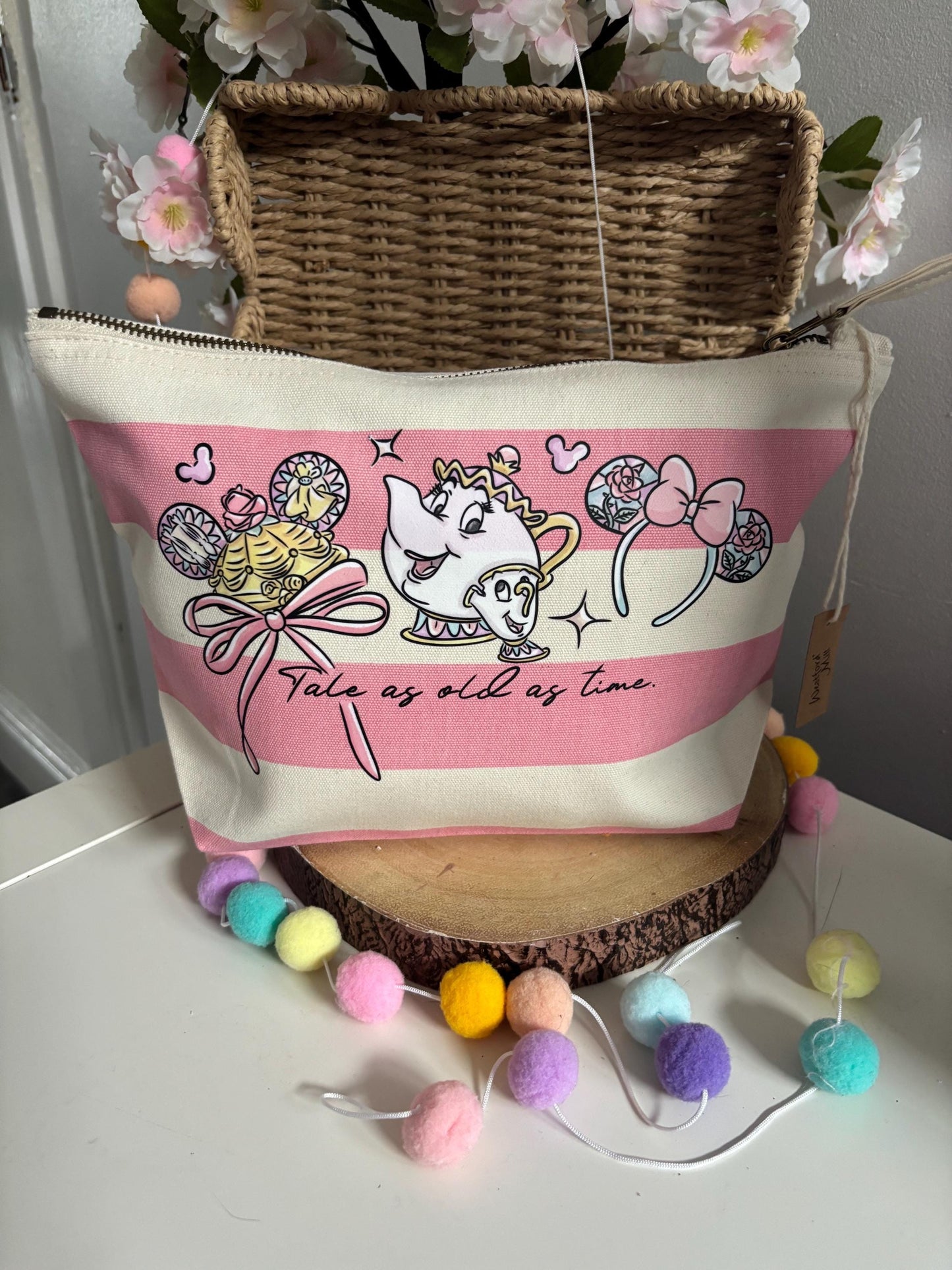 Belle and Beast Make Up Bags, Printed Inspired Make Up Bags, Ears Bags, Florida, Orlando, Paris, Nautical Theme Make Up Bag