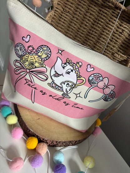 Belle and Beast Make Up Bags, Printed Inspired Make Up Bags, Ears Bags, Florida, Orlando, Paris, Nautical Theme Make Up Bag