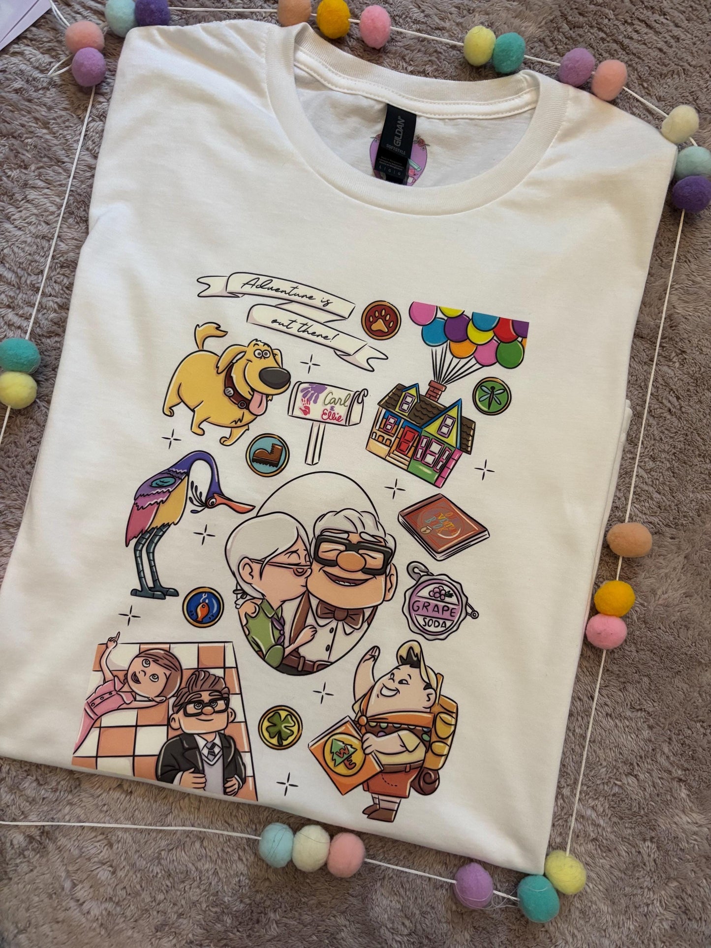 Up Full Art House Inspired Printed White T-Shirt, Florida, Orlando, Ellie and Karl, Kevin, Dug - Adults & Kids Sizes - Cotton T-Shirt