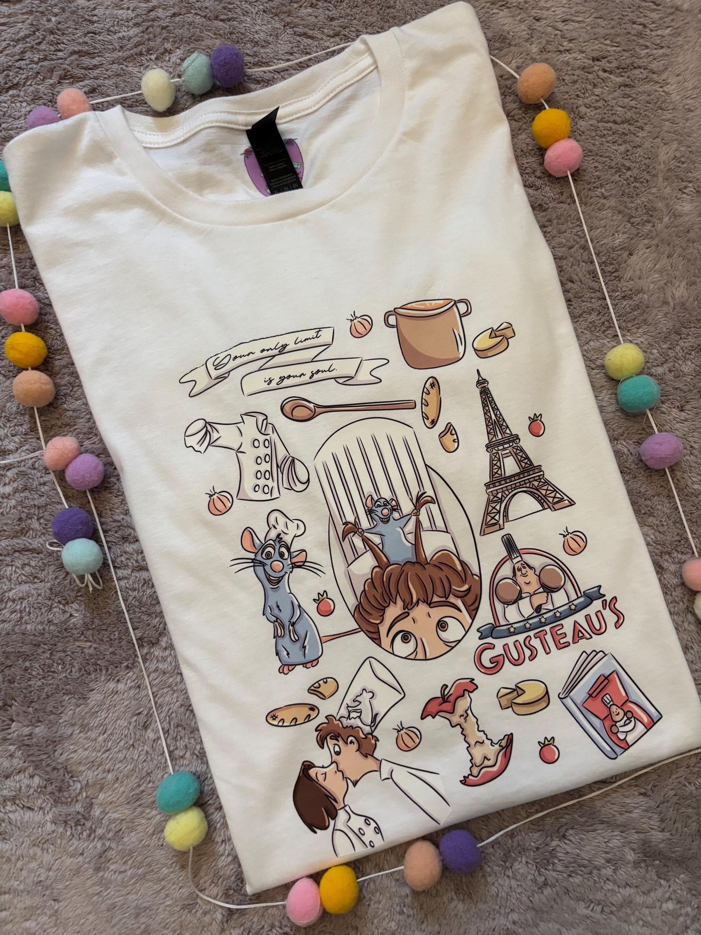 Chez Remi Full Art Rat Inspired Printed T-Shirt, French Mouse Chef, Ratatouille - Adults & Kids Sizes - Cotton T-Shirt