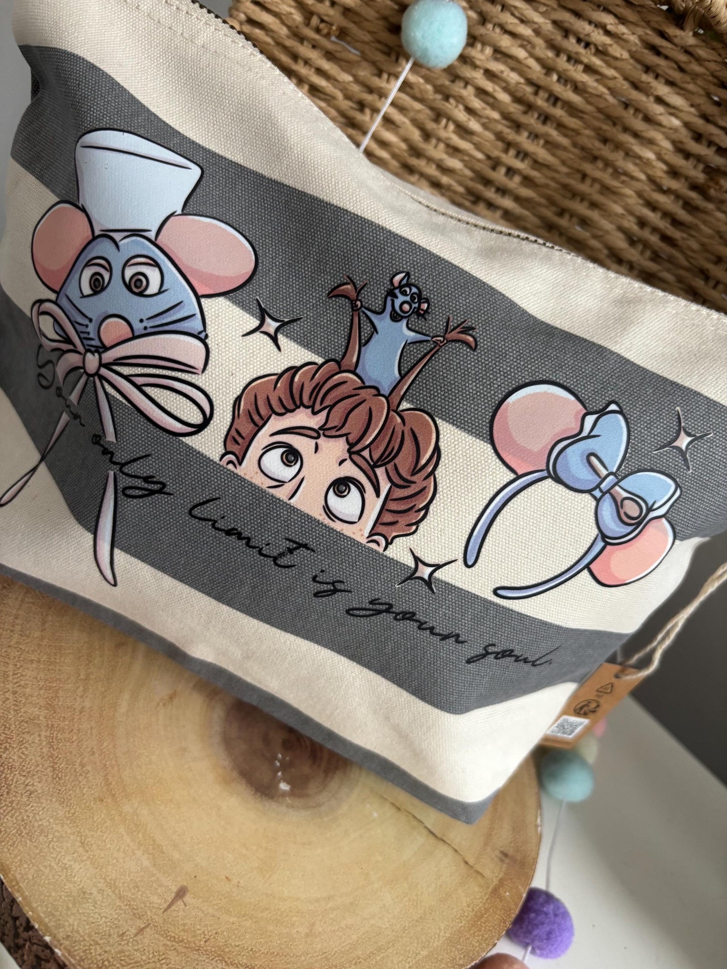 Chez Remi Make Up Bags, Chef Rat Theme Cotton Canvas Accessories Bags, Ratatouille, Printed Inspired Bags, Cosmetics Bags