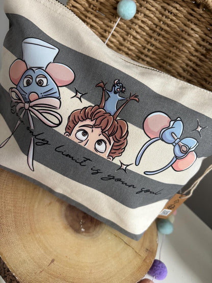 Chez Remi Make Up Bags, Chef Rat Theme Cotton Canvas Accessories Bags, Ratatouille, Printed Inspired Bags, Cosmetics Bags