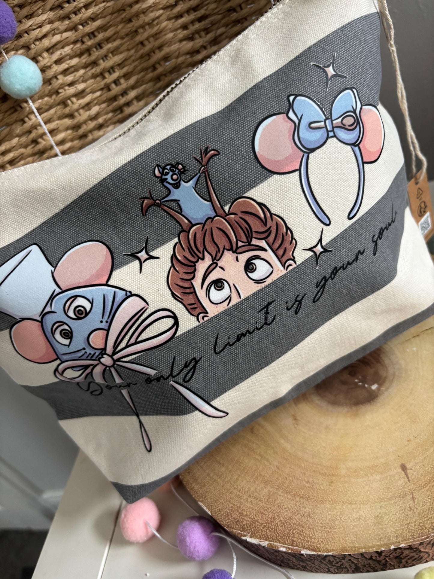 Chez Remi Make Up Bags, Chef Rat Theme Cotton Canvas Accessories Bags, Ratatouille, Printed Inspired Bags, Cosmetics Bags