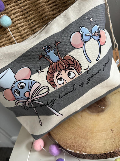 Chez Remi Make Up Bags, Chef Rat Theme Cotton Canvas Accessories Bags, Ratatouille, Printed Inspired Bags, Cosmetics Bags
