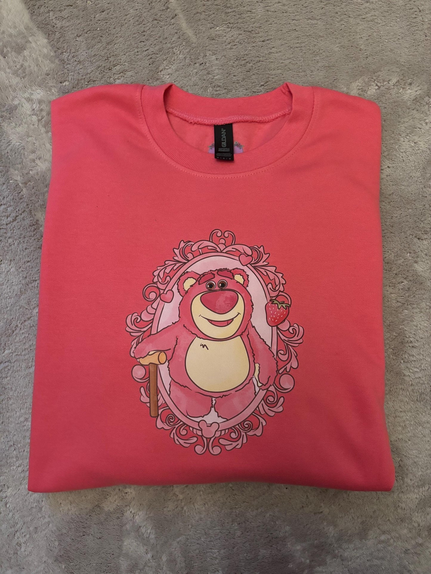 Strawberry Pink Bear, Toys, Sunnyside Daycare, Florida, Orlando, Magical World, Fleece Pink Sweatshirt - Adults & Kids Sizes