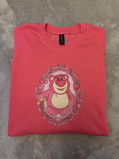 Strawberry Pink Bear, Toys, Sunnyside Daycare, Florida, Orlando, Magical World, Fleece Pink Sweatshirt - Adults & Kids Sizes