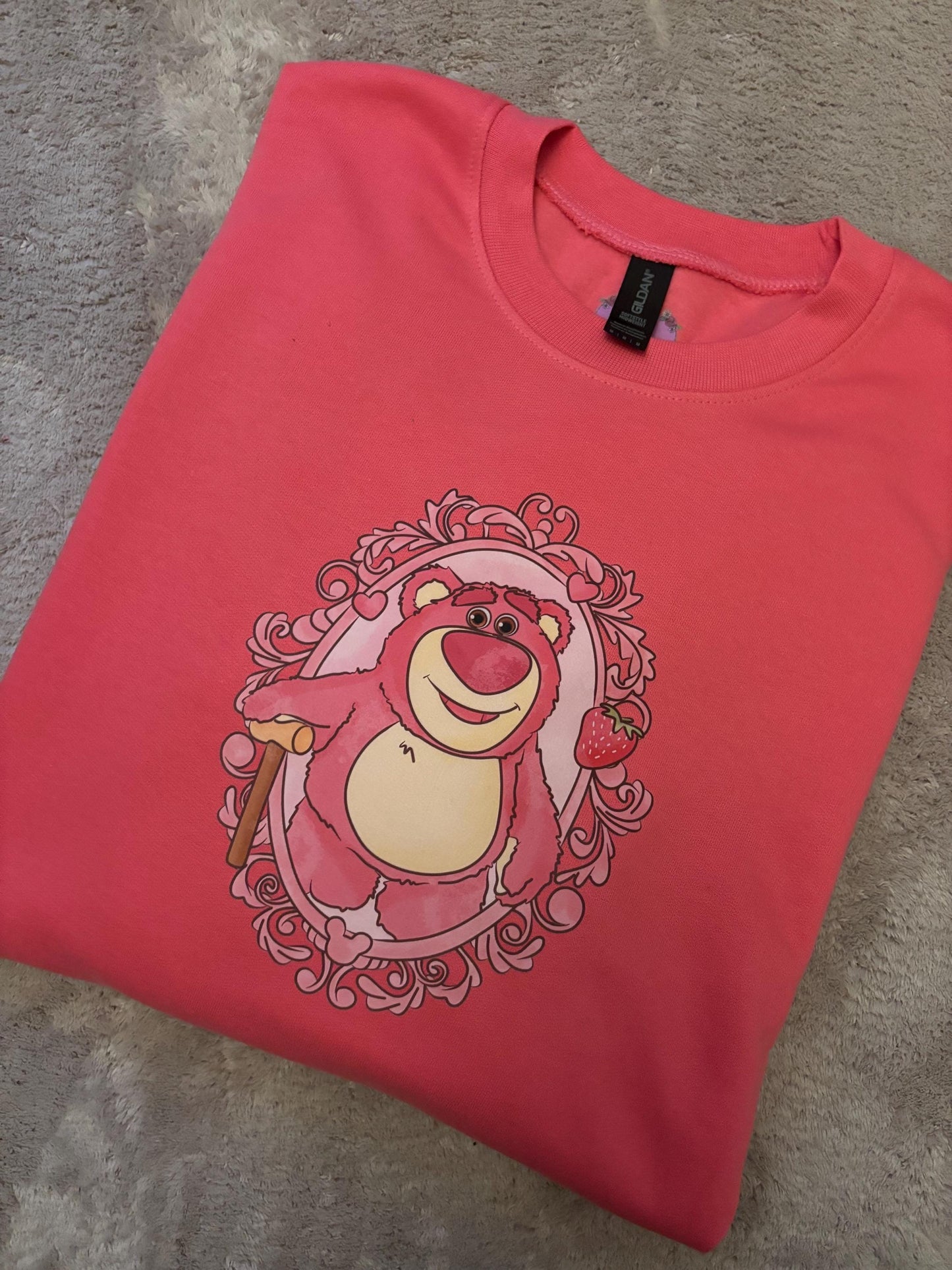 Strawberry Pink Bear, Toys, Sunnyside Daycare, Florida, Orlando, Magical World, Fleece Pink Sweatshirt - Adults & Kids Sizes