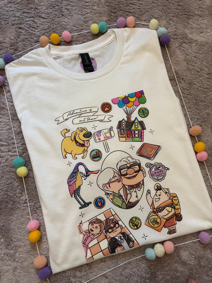 Up Full Art House Inspired Printed White T-Shirt, Florida, Orlando, Ellie and Karl, Kevin, Dug - Adults & Kids Sizes - Cotton T-Shirt