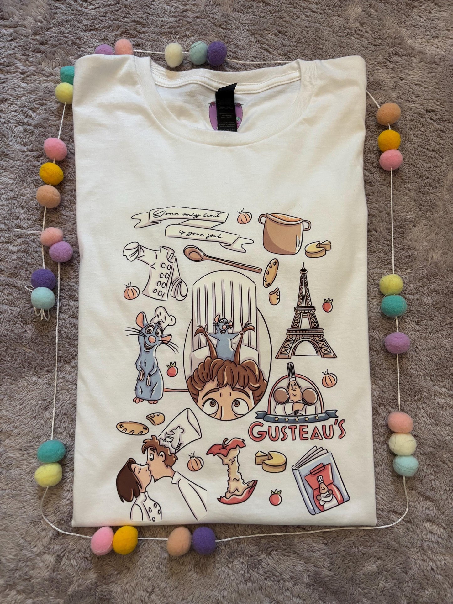 Chez Remi Full Art Rat Inspired Printed T-Shirt, French Mouse Chef, Ratatouille - Adults & Kids Sizes - Cotton T-Shirt