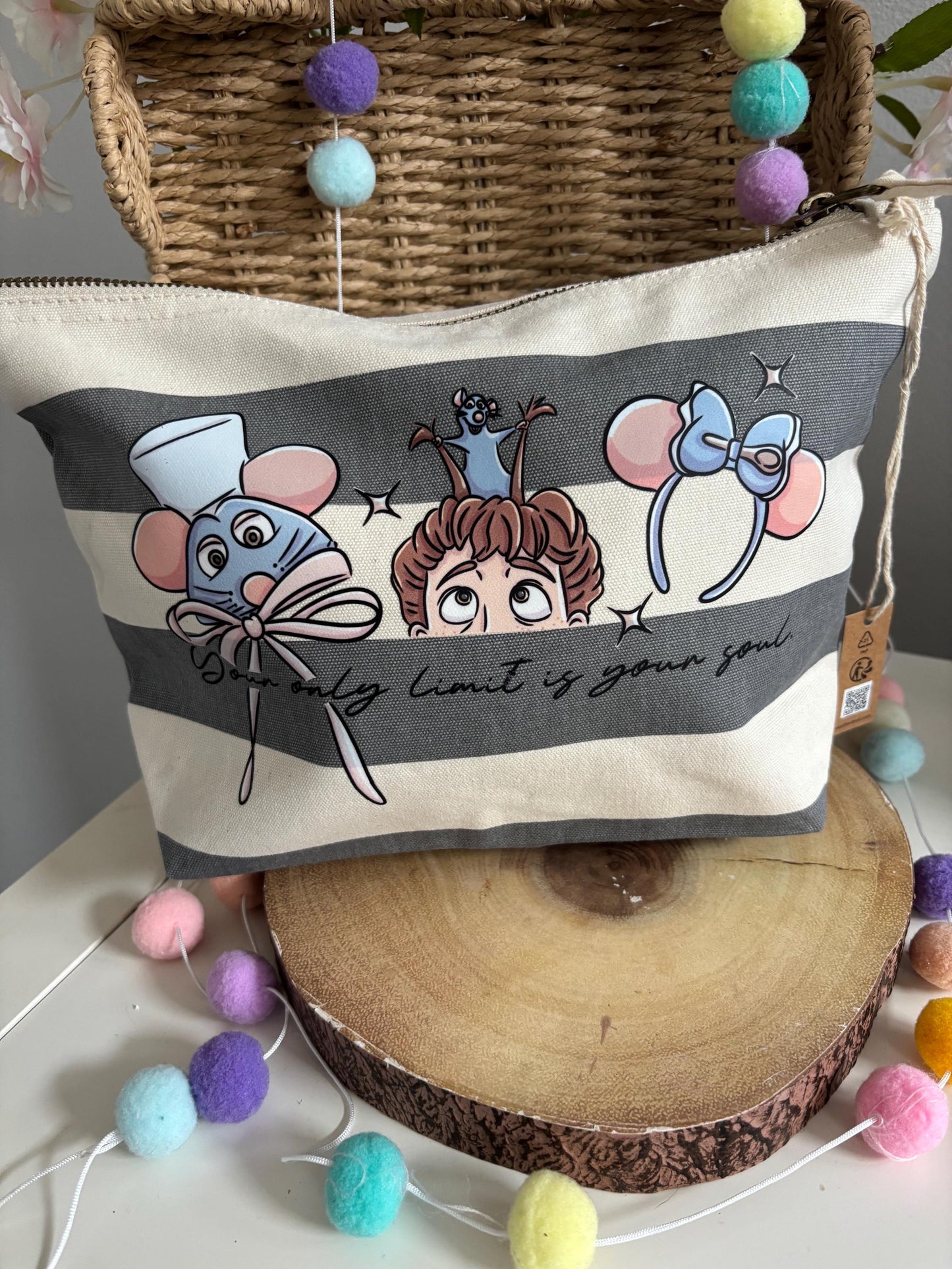 Chez Remi Make Up Bags, Chef Rat Theme Cotton Canvas Accessories Bags, Ratatouille, Printed Inspired Bags, Cosmetics Bags