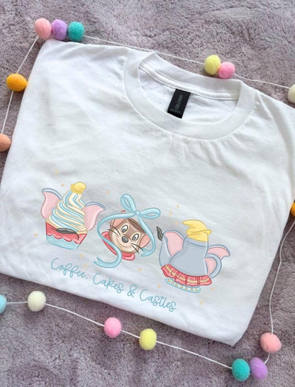 Coffee, Castles and Cake Bow Printed T-Shirt, Florida, Orlando, Magical World - Adults & Kids Sizes