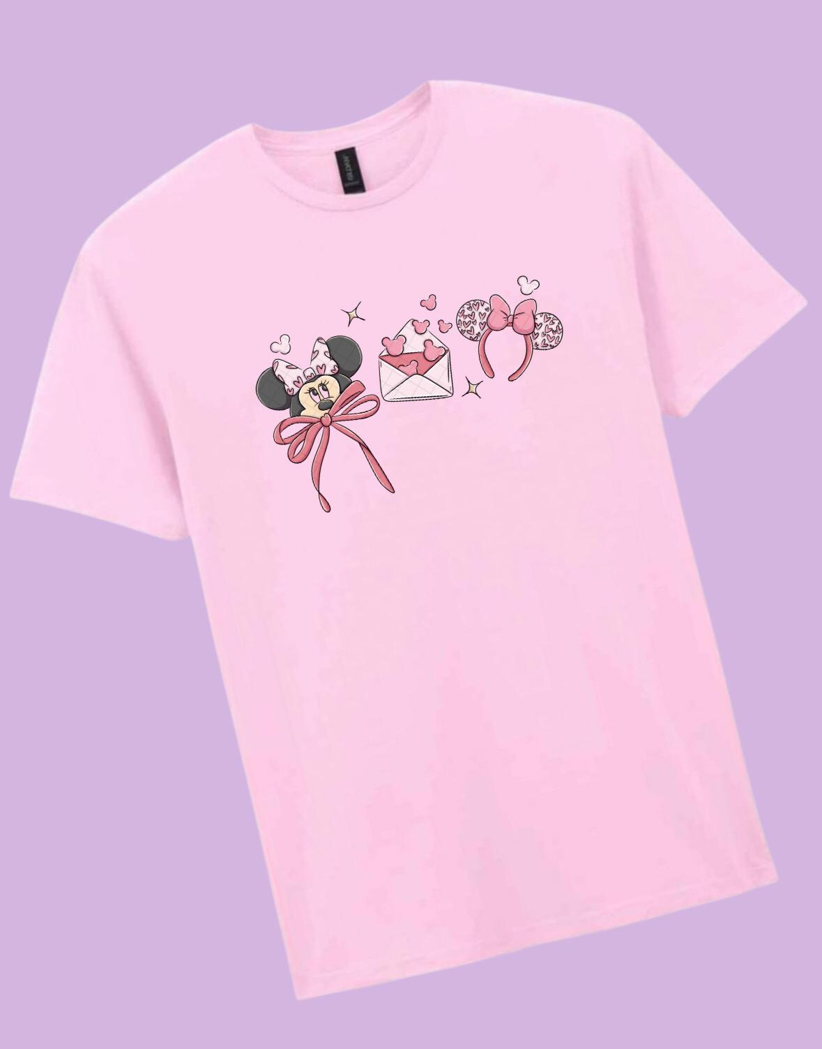 Valentines Day Magical Girlie Mouse Bow Printed T-Shirt, Florida, Orlando, Magical World - Adults & Kids Sizes