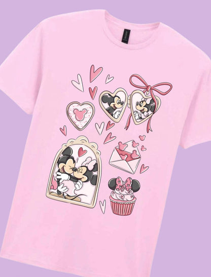 Valentines Day Magical Girlie Mouse Bow Printed T-Shirt, Florida, Orlando, Magical World - Adults & Kids Sizes