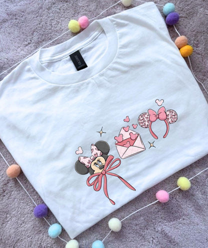 Valentines Day Magical Girlie Mouse Bow Printed T-Shirt, Florida, Orlando, Magical World - Adults & Kids Sizes