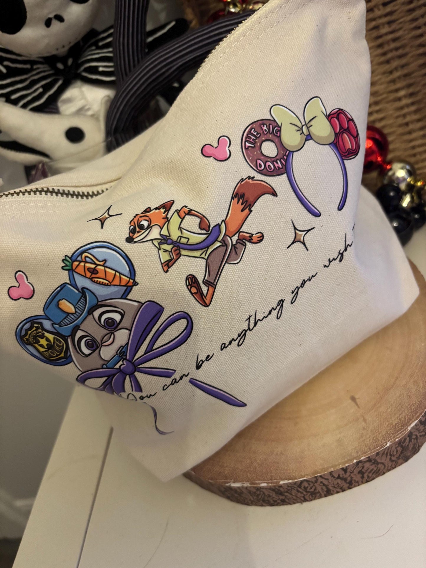 Wilde & Hopps Make Up Bags, Zoo Theme Cotton Canvas Accessories Bags, Zoo Film Themed, Printed Inspired Bags, Cosmetics Bags