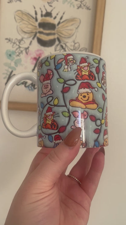 Christmas Pooh and Friends,Christmas Mug, Hot Chocolate Mug, Personalised Mug, Christmas Movie Mug