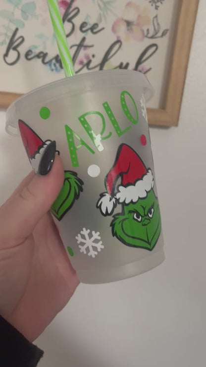 Personalised 16oz Kids Cold Cups, Grinch Cold Cup Tumbler, Colour Changing Cold Cups, The Grinch Decor, The Grinch Movie