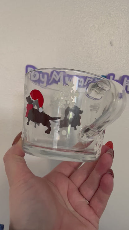 Christmas Daschund Glass Mug - Perfect for Hot Beverages - Drinkware